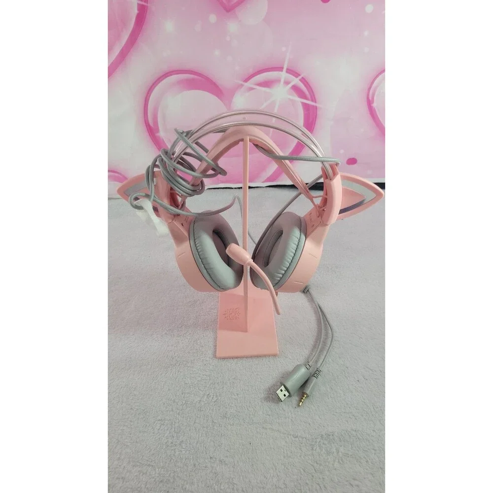 Onikuma X15 Pro Wired Gaming Headset RGB Light Cat Ears & HD Detachable Mic